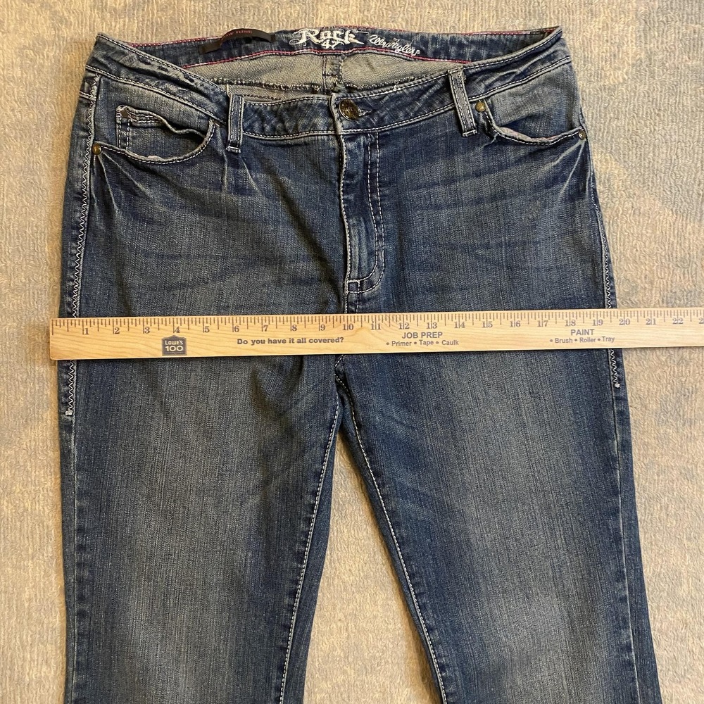 Rock 47 By Wrangler Jeans Juniors 15/16x34 Blue Low Rise Bootcut Stretch Denim - Picture 12 of 15